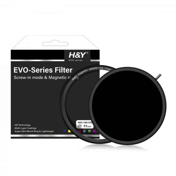 H&Y HD EVO ND3-1000 + CPL Filter 77mm + Deckel